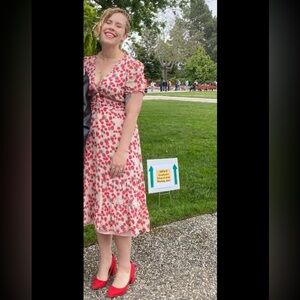 Betsey Johnson Pink Strawberry Midi Dress